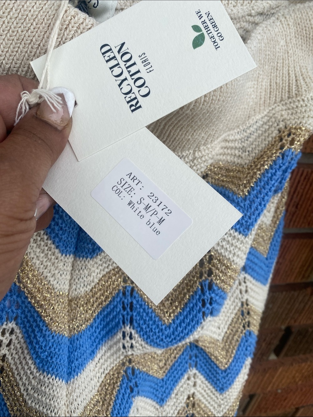 Women's Cream & Blue Knit Pants - Picture 6 of 12